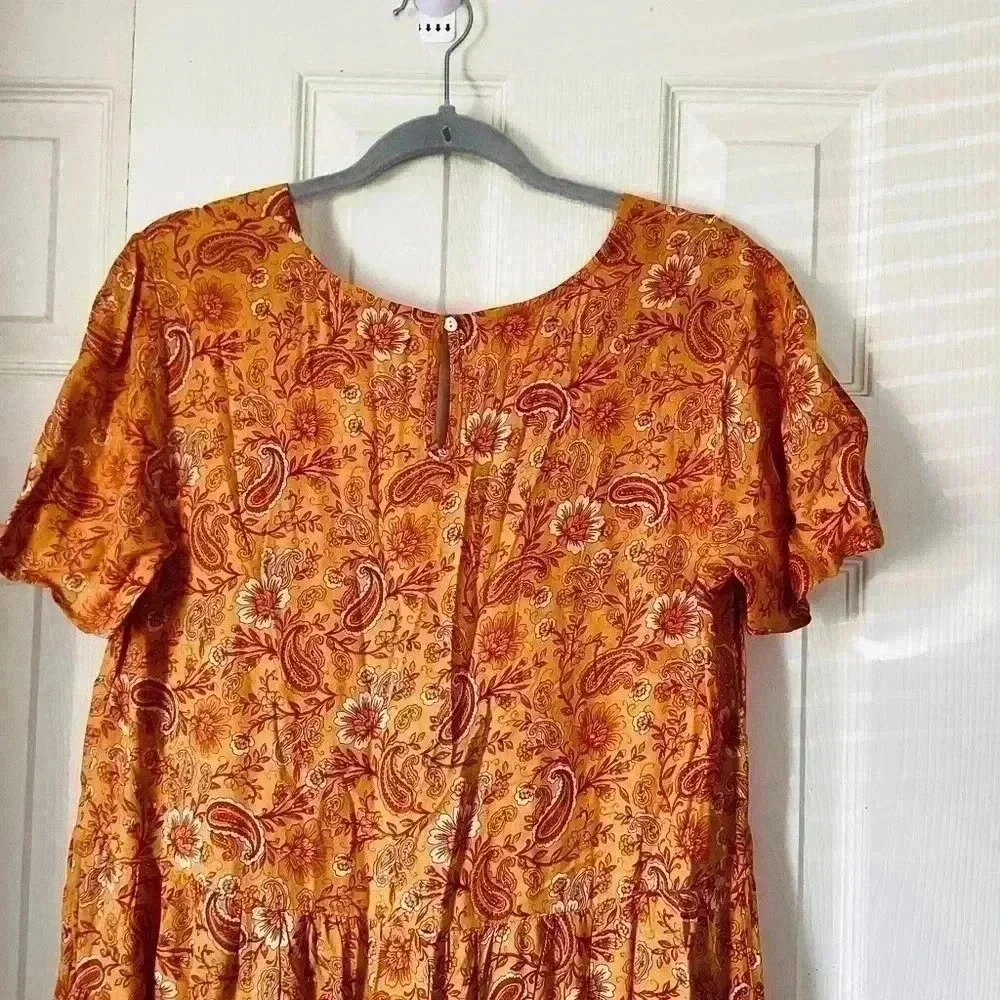 Patrons of Peace NWT Toluca Tiered Orange Paisley Peasant Toluca M - Picture 8 of 11